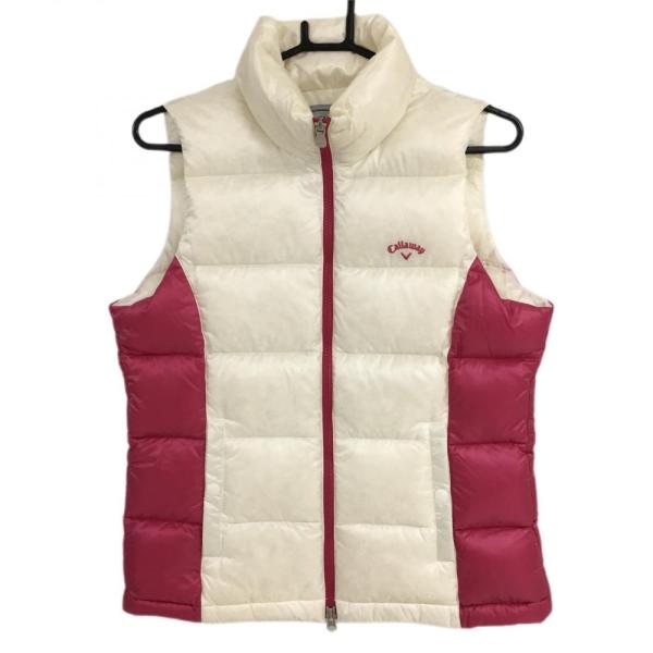 キャロウェイ ダウンベスト 白×ピンク ダウン90％ レディース LL