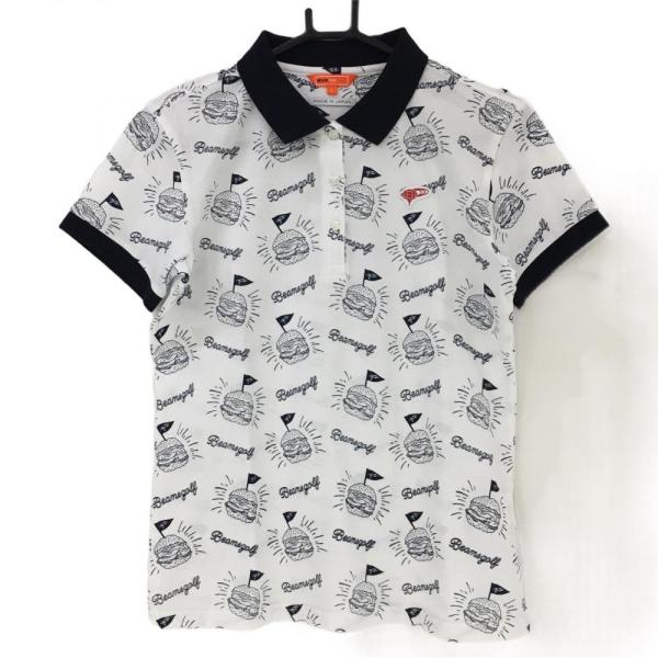 超美品】ビームスゴルフ 半袖ポロシャツ 白×ネイビー