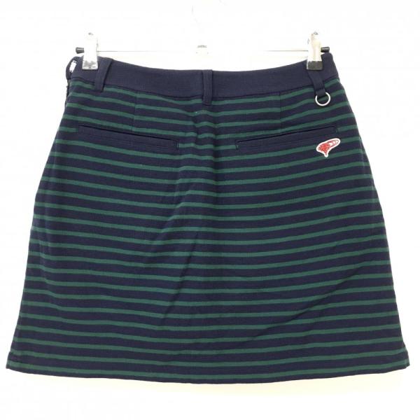 超美品】ビームスゴルフ スカート ネイビー×グリーン ボーダー 裏地