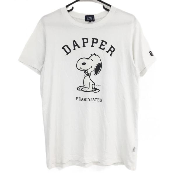 美品】パーリーゲイツ×PEANUTS 半袖Tシャツ 白×黒 スヌーピー コットン
