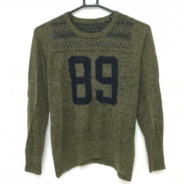 パーリーゲイツ　ニットセーター　ブルー　ボーダー　アルパカ混　レディースM程度 PEARLY GATES - パーリーゲイツ ニットセーター ブルー ボーダー