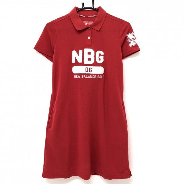 new balance golf - 【美品】ニューバランスゴルフ 半袖ポロワンピース レッド×白 パイル地ワッペン レディース 1(M) ゴルフウェア New Balance 超美品】ニューバランスゴルフ 半袖ポロワンピース レッド×白