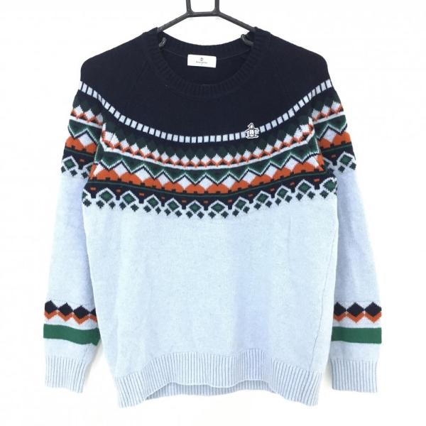 超美品】マンシングウェア セーター ネイビー×ライトブルー 一部柄