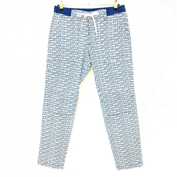 超美品】ジャックバニー パンツ 白×ブルー ロゴ総柄 メンズ 5(L
