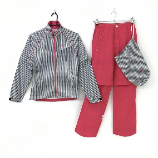 美品】アディダス レインウェア上下セット（ジャケット×パンツ） 黒×白