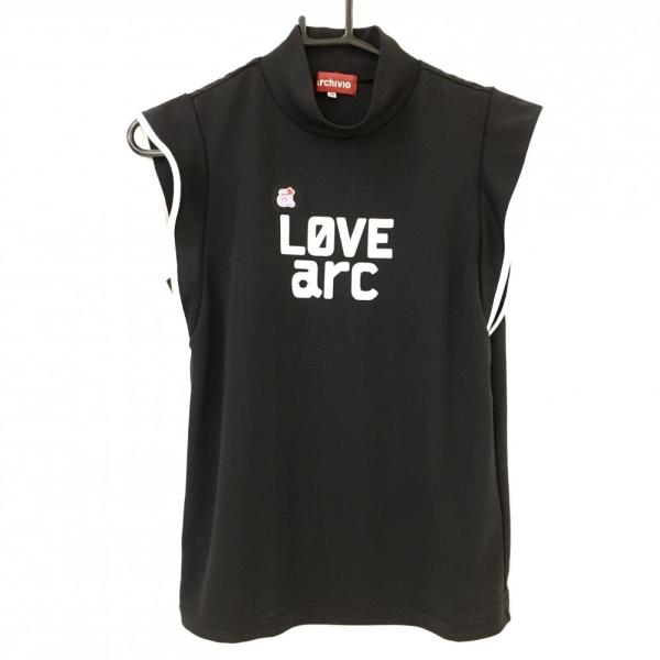 新品❤️アルチビオ❤️フリル袖 黒 ゴルフシャツ レディース 超美品】アルチビオ ノースリーブハイネックシャツ 黒×白 袖