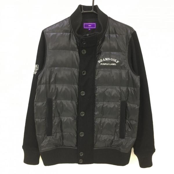 ビームスゴルフ　ニット切替　Mサイズ　ダウンジャケット　ブラック　ゴルフウェア 美品】ビームスゴルフ 切替ダウンジャケット 黒 袖ニット ダウン80