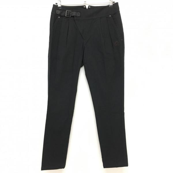 PEARLY GATES パーリーゲイツ パンツ 黒 ツータック コットン混