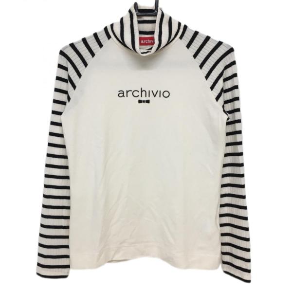 archivio アルチビオ 長袖ハイネックシャツ 白×黒 表微起毛 袖