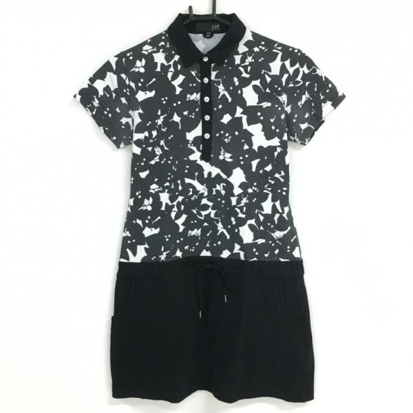 23区GOLF 23区スポーツ 半袖ポロワンピース 黒×グレー 身頃総柄