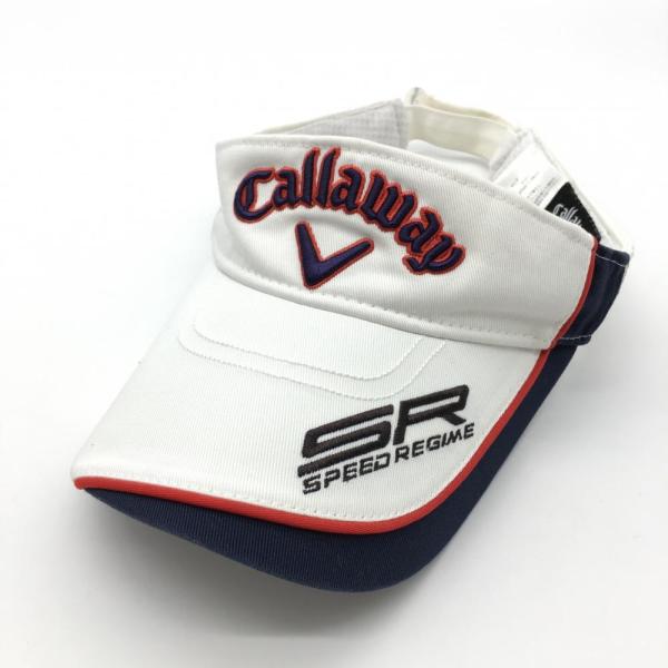 Callaway（キャロウェイ） サンバイザー 白×ネイビー ロゴ刺しゅう