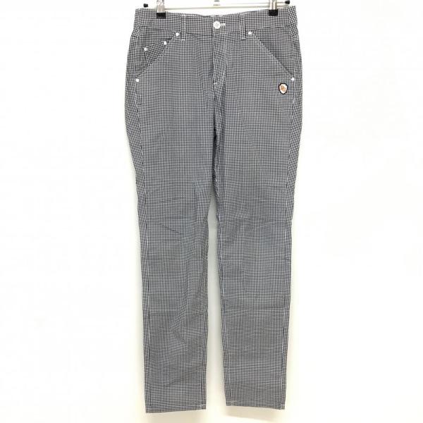 美品】パーリーゲイツ パンツ 白×ネイビー 千鳥格子 ストレッチ