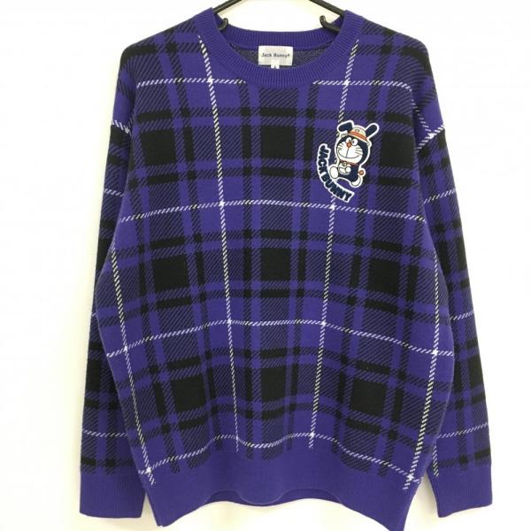 Jack Bunny!! ジャックバニー×ドラえもん セーター パープル×黒 Jack Bunny!! ジャックバニー×ドラえもん セーター パープル×黒