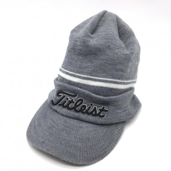 Titleist（タイトリスト） つば付ニット帽 グレー×白 蓄熱裏地 ゴルフ