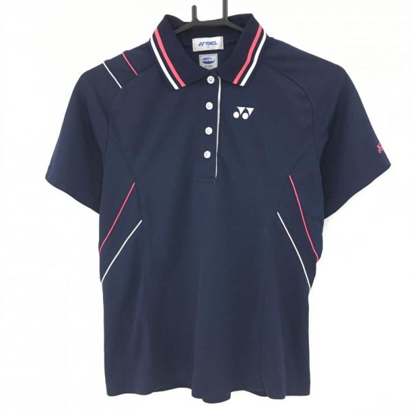 美品✨PGGネイビー ポロシャツ 半袖 レディース YONEX（ヨネックス） 【美品】ヨネックス 半袖ポロシャツ ネイビー×白