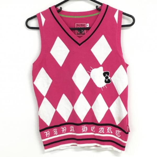 VIVA HEART ビバハートハローキティ ニットベスト ピンク×白 V