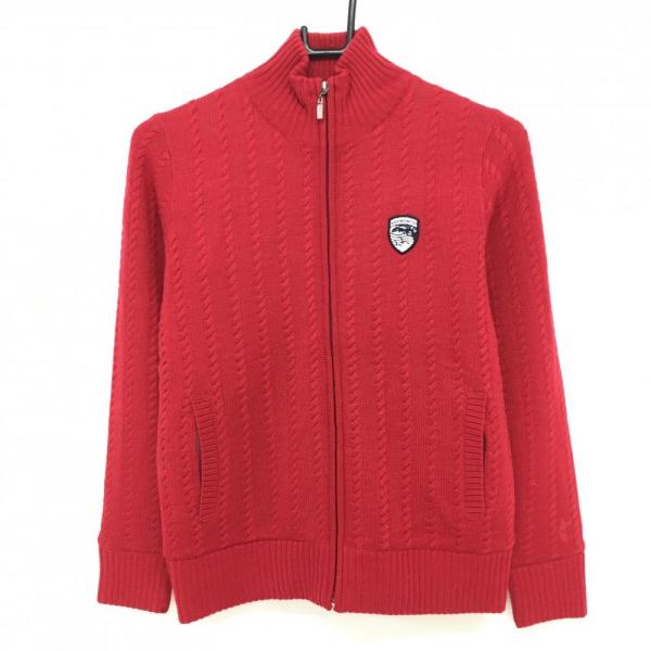 ASHWORTH アシュワース ニットブルゾン レッド ロゴワッペン