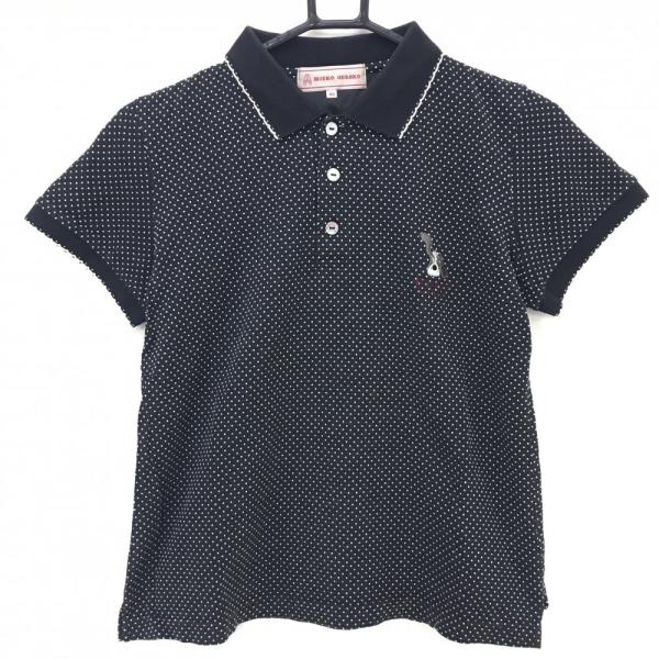 ミエコ ウエサコ ミエコウエサコ 半袖ポロシャツ 黒×白 ドット