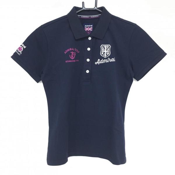 Admiral（アドミラル） 半袖ポロシャツ ネイビー×ピンク ロゴ刺しゅう