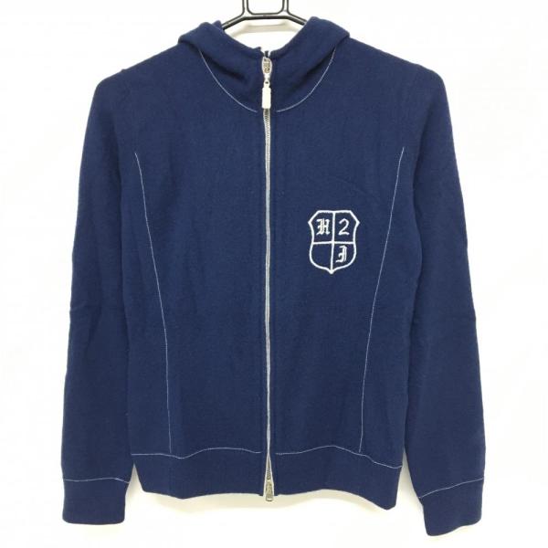 ハイドロゲン ニットパーカー ネイビー×白 カシミヤ100% ダブル ハイドロゲン ニットパーカー ネイビー×白 カシミヤ100% ダブル