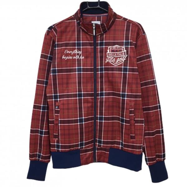 超美品】フィラゴルフ ジャケットブルゾン レッド×ネイビー チェック