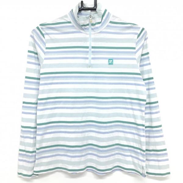 courreges クレージュ 長袖ハイネックシャツ 白×スモーキー courreges クレージュ 長袖ハイネックシャツ 白×スモーキー