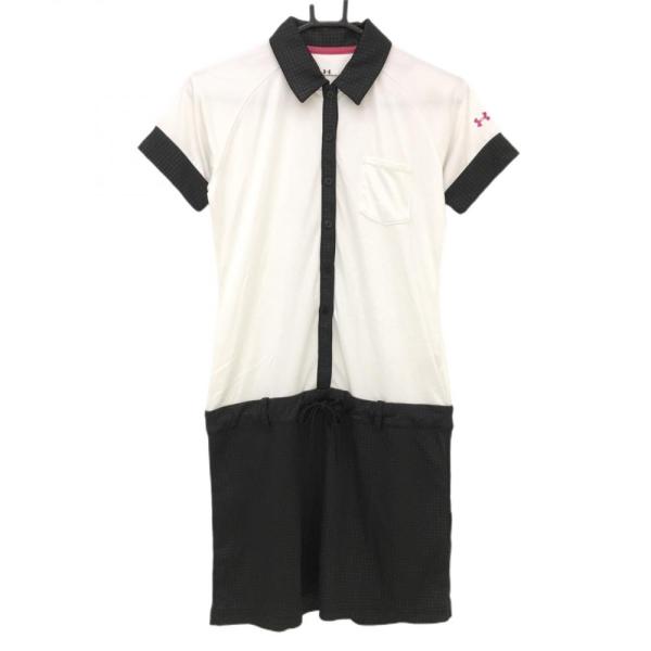 アンダーアーマー ワンピース 白×黒 千鳥格子 ウエスト紐  レディース MD ゴルフウェア UNDER ARMOUR