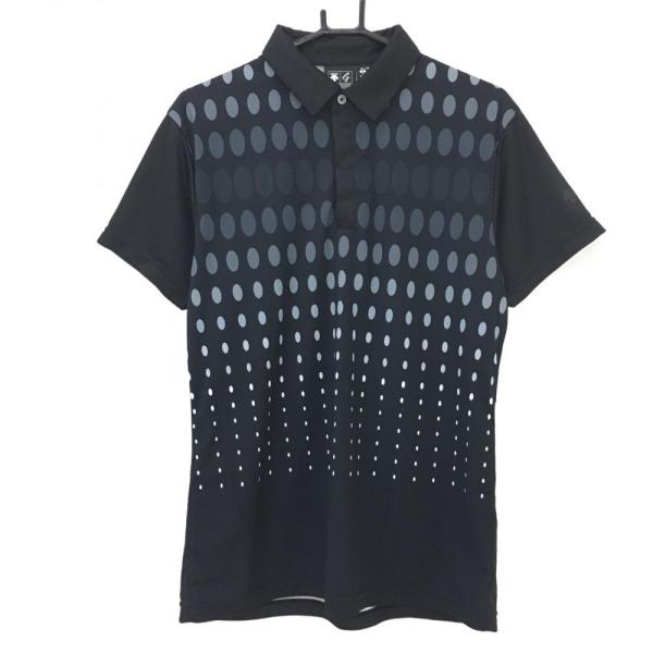 DESCENTE - 【超美品】デサントゴルフ 半袖ポロシャツ 黒×グレー×白 ストライプ 中田英寿 メンズ M ゴルフウェア DESCENTE DESCENTE GOLF 【超美品】デサントゴルフ 半袖ポロシャツ 黒