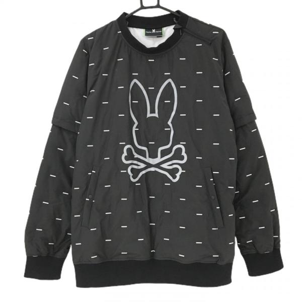 (美品) サイコバニー 2WAYダウンブルゾン 黒×白 総柄 袖着脱可 reonard_1-240001154509