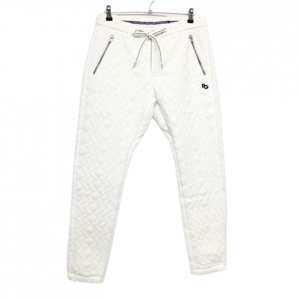 超美品】パーリーゲイツ 中綿ボアパンツ 白 ギザギザキルティング