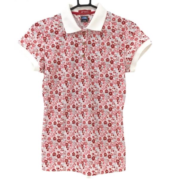 YONEX（ヨネックス） 半袖ポロシャツ 白×レッド 花柄 レディース M