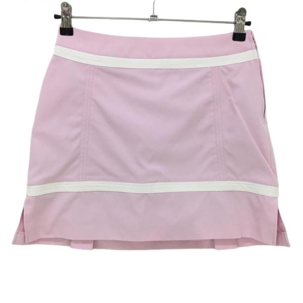 アディダス スカート ピンク×白 ライン 裾スリット 内側インナーパンツ レディース S/P ゴルフウェア adidas（超美品）