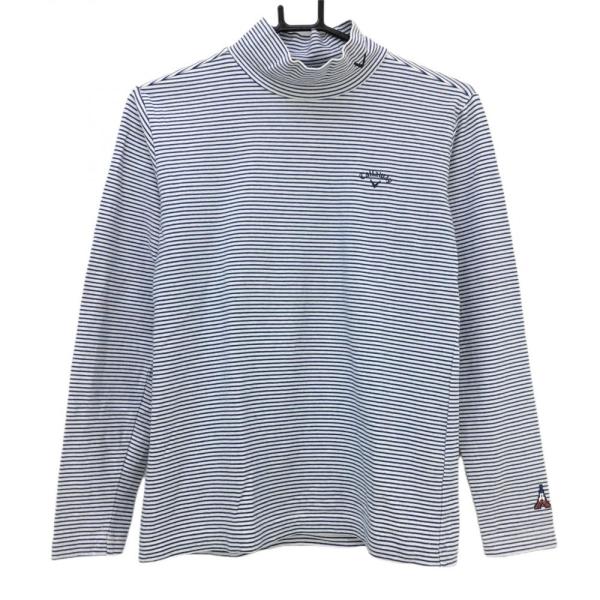 Callaway（キャロウェイ） 長袖ハイネックシャツ 白×ネイビー ボーダー