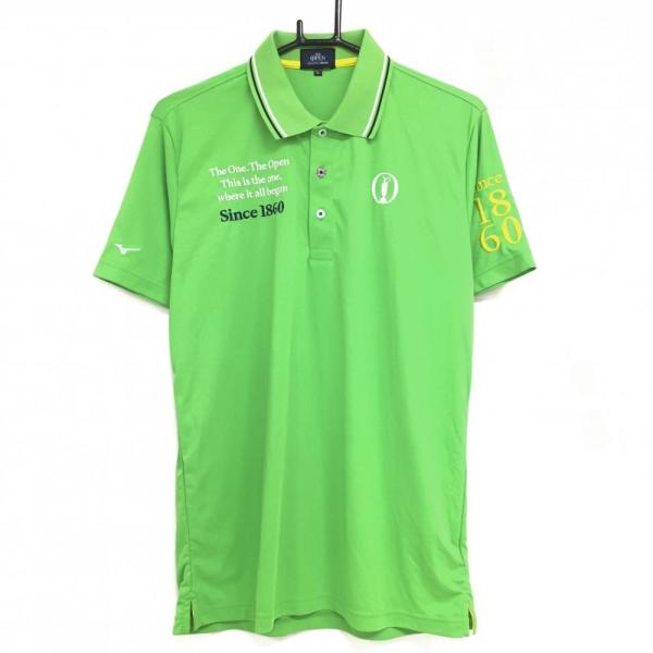 Mizuno The Open ポロシャツ MIZUNO ミズノ THE OPEN 半袖ポロシャツ ライトグリーン×白 襟