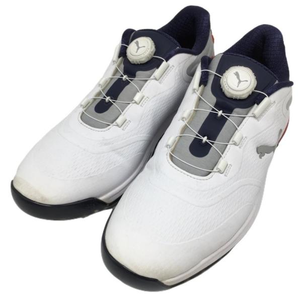 PUMA 【美品】プーマ ゴルフシューズ 白×ネイビー 377526-03プロ