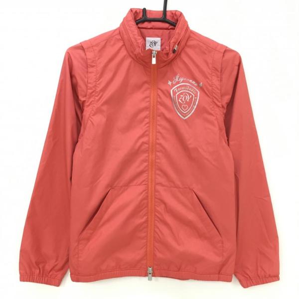 ゾーイ 2WAYジャケットブルゾン オレンジピンク ロゴプリント 袖着脱可