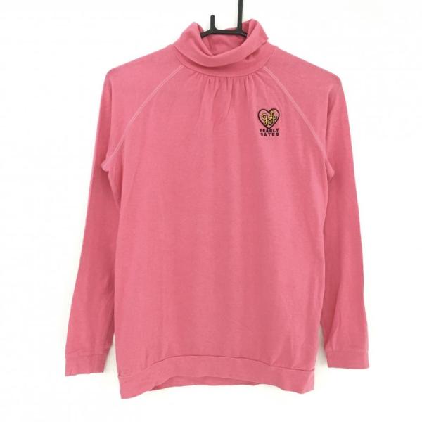 パーリーゲイツ 長袖ハイネックシャツ ピンク コットン混 レディース 1(M) ゴルフウェア PEARLY GATES（美品）