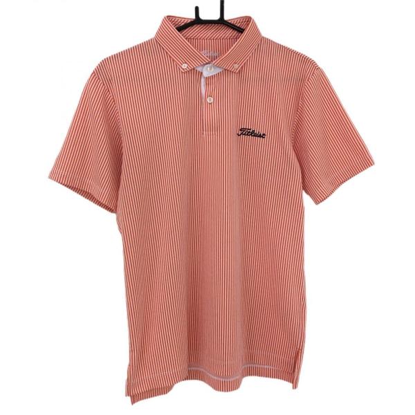 Titleist タイトリスト 半袖ポロシャツ オレンジ×白 ストライプ Titleist タイトリスト 半袖ポロシャツ オレンジ×白 ストライプ
