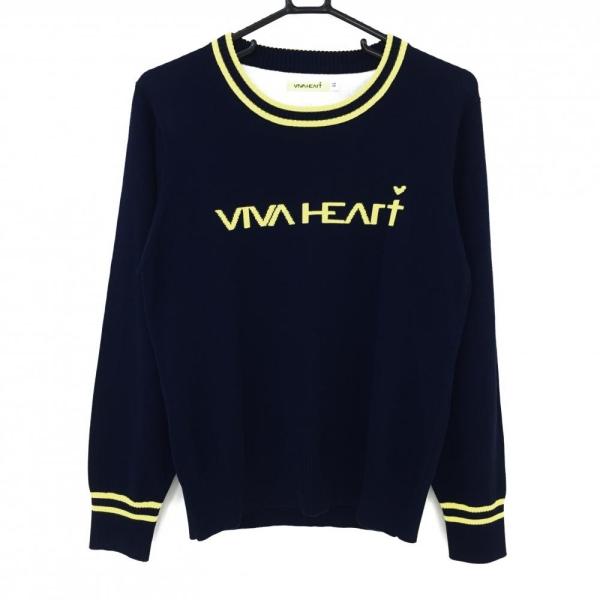 VIVA HEART（ビバハート） セーター ネイビー×イエロー 胸ロゴ ニット