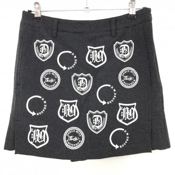 美品】ダンスウィズドラゴン ニットスカート グレー×黒×白 起毛素材
