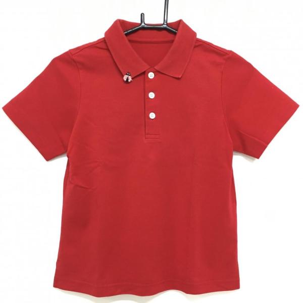 M・U SPORTS MUスポーツ 半袖ポロシャツ レッド てんとう虫刺しゅう