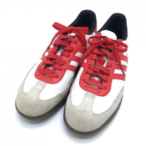 ⭐︎美品⭐︎adidas Samba 白/赤 ゴルフシューズ アディダス ゴルフシューズ 白×レッド 675599 SAMBA GOLF 3ライン