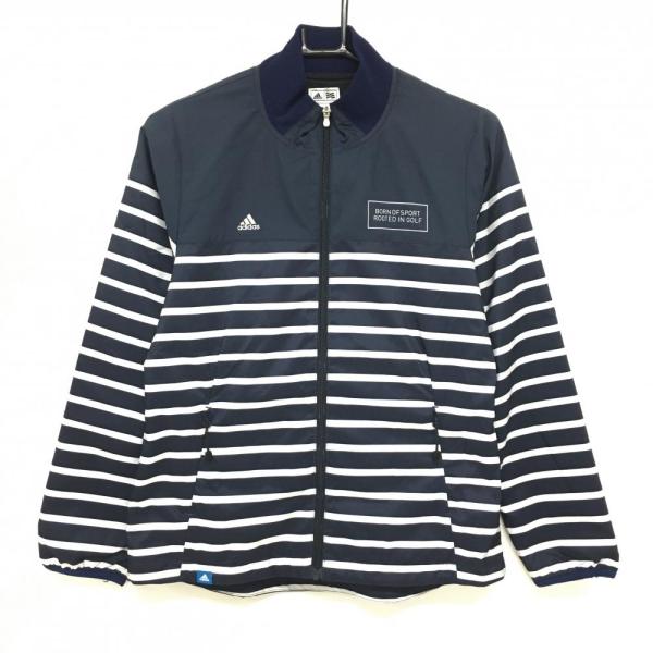 adidas（アディダス） ジャケットブルゾン ネイビー×白 ボーダー柄