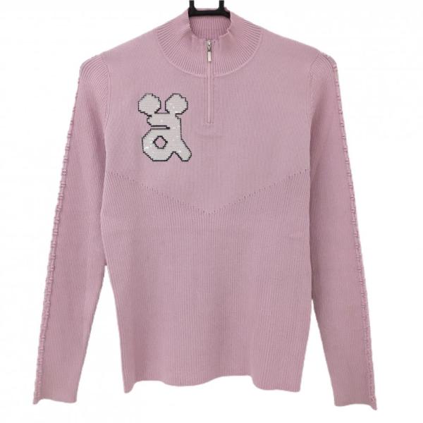 美品 アルチビオ ARCHIVIO ハイネック 23年モデルプルオーバー ピンク archivio アルチビオ ハイネックセーター ピンク×白 ハーフ