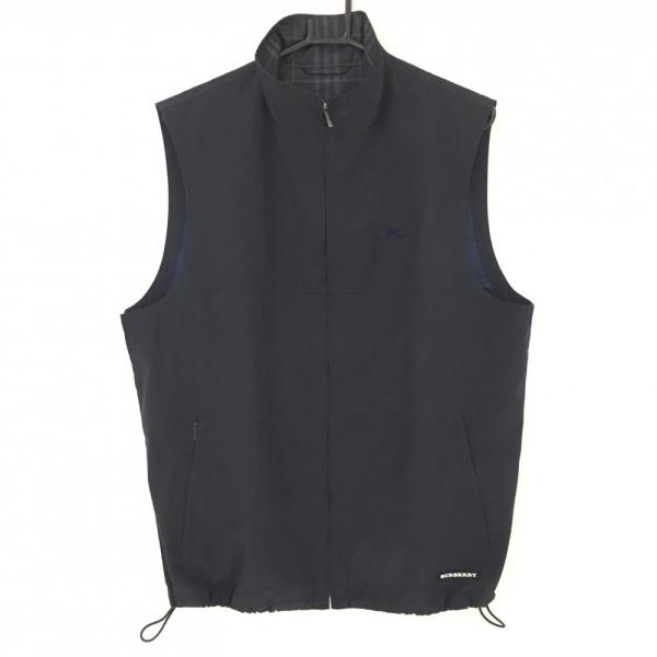 【美品】バーバリー☆リバーシブル　ベスト　ドローコード　フード付　ブラック BURBERRY BLACK LABEL - 未使用 バーバリー ブラックレーベル BURBERRY