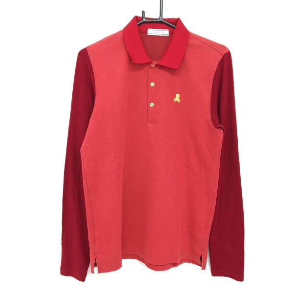 MARK&LONA マークアンドロナ 長袖ポロシャツ オレンジ系×レッド MARK&LONA マークアンドロナ 長袖ポロシャツ オレンジ系×レッド