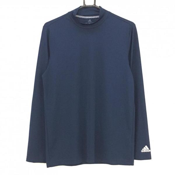 adidas（アディダス） 長袖ハイネックシャツ ネイビー 袖口ロゴ