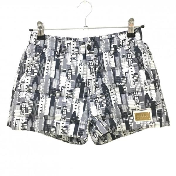 キスオンザグリーン ダウンショートパンツ 白×グレー 総柄