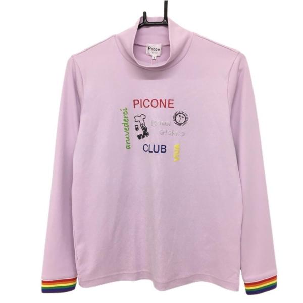 新品】ピッコーネ 長袖ハイネックシャツ パープル ロゴ刺しゅう UV