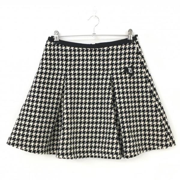 PEARLY GATES パーリーゲイツ ニットスカート 白×黒 千鳥格子 ウール